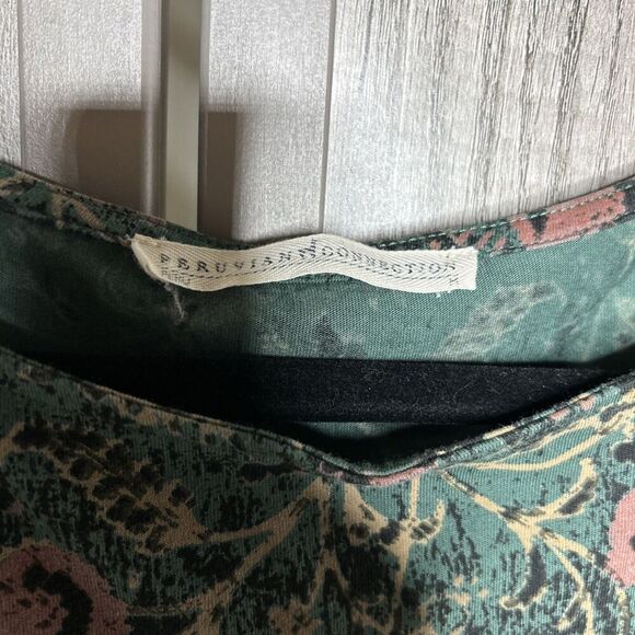 Peruvian Connection Short Floral Dress Green Color Floral Print Pockets Size M - Picture 2 of 7